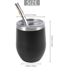 Silhouette Yerba Mate Çay Bardağı Seti 12OZ, Çift Duvar Paslanmaz Kahve Su Kapaklı Bardak 2 Bombillas Pipet Kaşık ve Fırça, Siyah (Yurt Dışından)