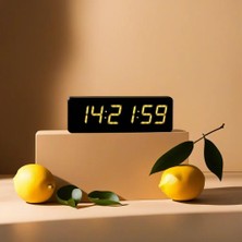 Sanec Saniyeli Dijital LED Duvar ve Masa Saati - Sarı (Kasa Ölçüsü: 16X65 Cm)