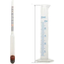 Temiz Pazar 17CM Kısa Form Dansimetre 0-100 Derece  Alkol-Su Karışımı Ölçüm Seti - 25ML Mezur