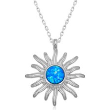Aya Diamond ​gümüş Mavi Opal Taşlı Güneş Kadın Kolye