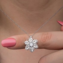 Aya Diamond Gümüş Kar Tanesi Dönen Stres Kadın Kolye