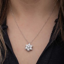 Aya Diamond Gümüş Kar Tanesi Dönen Stres Kadın Kolye