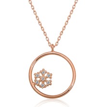 Aya Diamond ​gümüş Rose Kar Tanesi Detaylı Halka Kolye