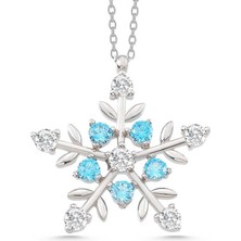 Aya Diamond Gümüş Aquamarine Taşlı Kar Tanesi Kadın Kolye