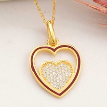 Aya Diamond Gümüş Gold Kalp Kadın Kolye