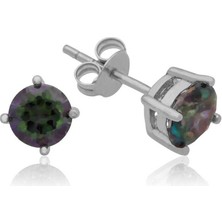 Aya Diamond Gümüş 5 mm Mistik Topaz Çivili Küpe