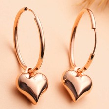 Aya Diamond Gümüş Rose Kalp Sallantılı Kadın Küpe
