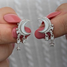 Aya Diamond Gümüş Sallantılı Ay Yıldız Kadın Küpe