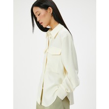 Koton Gömlek Ceket Uzun Kollu Kapaklı Cepli Düğmeli