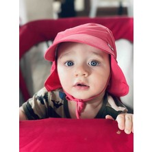 Yorni Flap Lejyoner, Ense Korumalı, Boyundan Bağlamalı, Çocuk Bebek Güneş Şapka, Ekoteks 100 Sertifikalı Rose
