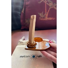 Metanoya Co. El Yapımı Seramik Kalp Desenli Palo Santo Tütsülük & 1 Adet Palo Santo (Keseyle Gönderilir)