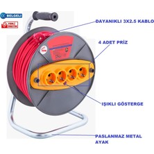 Toptancı Amca Seyyar Kablo Makaralı Uzatma Kablosu Grup Priz  3x2.5