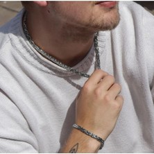 Gns Aksesuar Erkek Çelik Kral Zincir Kolye Bileklik Set Sevgiliye,babaya,arkadaşa Hediye Kolye V Bileklik