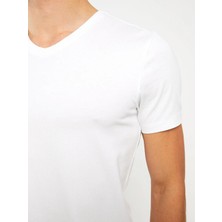 Bled Erkek Basic Bisiklet Yaka Kısa Kollu Likralı Üst Kalite Slim-Fit Body T-Shirt  Beyaz