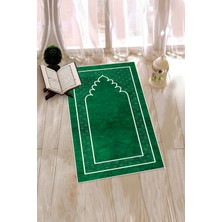 Evdeya Dijital Baskılı Yıkanabilir Sade Desen Namazlık Seccade 70X130 Cm, Seccade-11-Yeşil,