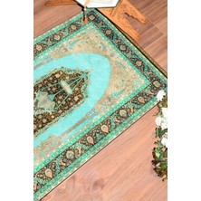 Evdeya Dijital Baskılı Yıkanabilir Hediyelik Klasik Namazlık Seccade 70X130CM, Seccade-33-Turkuaz,