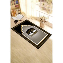 Evdeya Dijital Baskılı Kabe Motifli Yıkanabilir Motifli 70X130 Namazlık Seccade, Seccade-04-Siyah,