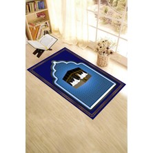 Evdeya Dijital Baskılı Kabe Motifli Yıkanabilir Motifli 70X130 Namazlık Seccade, Seccade-04-Mavi,