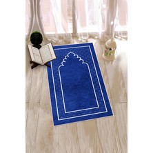 Evdeya Dijital Baskılı Yıkanabilir Sade Desen Namazlık Seccade 70X130 Cm, Seccade-11-Mavi,