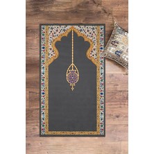 Evdeya Dijital Baskılı Yıkanabilir Şık Motifli Namazlık Seccade 70X130 Cm, Seccade-18-Gri,