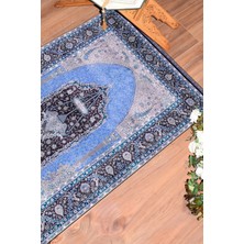 Evdeya Dijital Baskılı Yıkanabilir Hediyelik Klasik Namazlık Seccade 70X130CM, Seccade-33-Mavi,