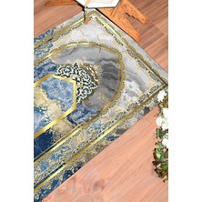 Evdeya Dijital Baskılı Yıkanabilir Mermer Desen Hediyelik Namazlık Seccade 70X130, Seccade-36-Mavi,