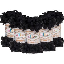 Alize Puffy El Örgü Ipliği 5'li Paket Siyah 60