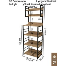 3E Dekorasyon Yapı Mutfak Dolabı Raflı Mikrodalga Kiler Banyo Dolabı Çok Amaçlı Düzenleyici Kahve Köşesi Mdf 210 cm