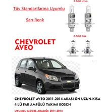 Bosch  Chevrolet Aveo 2012 Model Ön Uzun-Kısa 4 Lü Far Ampülü Takımı