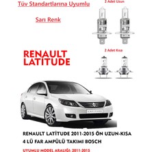 Bosch  Renault Latitude 2011 Model Ön Uzun-Kısa 4 Lü Far Ampülü Takımı