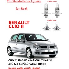 Bosch  Clio 2 2002 Model  Ön Uzun-Kısa 4 Lü Far Ampülü Takımı