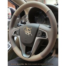 İmza Hyundai Accent Blue Araca Özel Direksiyon Kılıfı (Kahverengi Bej)