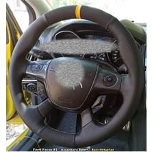İmza Ford Focus 3 Uyumlu Araca Özel Direksiyon Kılıfı Noktalı ve Nubuk Yüzüklü