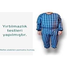 Benlife Uzun Kollu,ribanalı Demans Tulumu Hasta Bakım Kıyafet Terletmez Ekose Kumaş %100 Pamuk