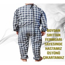 Benlife Kısa ve Uzun Kol Tulumu Hasta Bakım Kıyafet Terletmez Ekose Kumaş %100 Pamuk