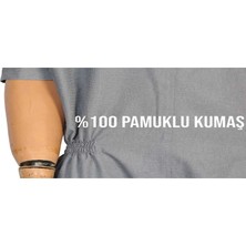 Benlife Demans Tulumu - Hasta Bakım Kıyafeti - Kısa Kol Gri Kumaş %100 Pamuk