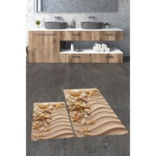 Evdeya 3d Dijital Baskılı Yıkanabilir Modern Ikili Banyo Halısı Paspas, Klozet-48-Renkli,