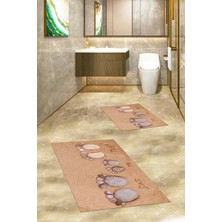 Evdeya 3d Dijital Baskılı Yıkanabilir Anne Baba Çocuk Ikili Banyo Halısı, Klozet-16-Kahve,