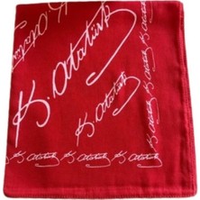 Mazen K. Atatürk Imzalı Çok Amaçlı Bandana Fular Kırmızı Renk 50X50