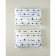 English Home Flower Line 2'li Yastık Kılıfı Mavi