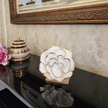 Dekoratif Gül Mercan Biblo Beyaz Gold