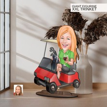 Bk Gift Kişiye Özel Golf Oyuncusu Karikatürlü Büyük Boy Ahşap Biblo-5 Arkadaşa Hediye , Sevgiliye Hediye, Kişiye Özel Biblolar