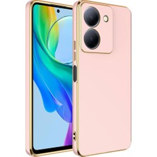 Vivo Y36 4g Kılıf Zore Kenarı Gold Renk Silikon Bark Kapak