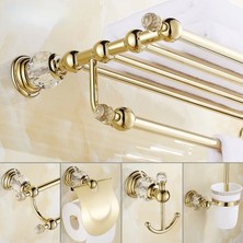 Mingjin Shop2 Kanca Tarzı Altın Kristal Havlu Askısı Altın Set Banyo Depolama Havlu Askısı Paslanmaz Çelik Banyo Aksesuarları Seti (Yurt Dışından)