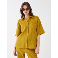 LC Waikiki Lcw Vision Düz Kısa Kollu Oversize Kadın Gömlek
