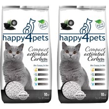 HAPPY4PET Topaklaşan Kedi Kumu Activ Carbon Ince Taneli 10 Lt x 2 Adet