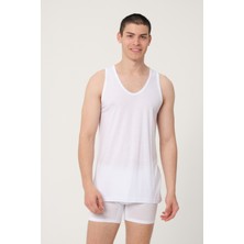 FSM1453 Erkek Pamuklu Modal Süprem Penye Comfort Fit Ince Beyaz Atlet 6'lı - 461