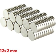 Epilons N35 12X2 mm Neodyum Mıknatıs 50 Adet, Yuvarlak, Nikel Kaplamalı Kaliteli ve Dayanıklı Ürün