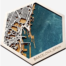 Zmapdesign Istediğiniz Yerin Altıgen Ahşap Şehir Haritası, Magnet / Duvar Süsü Kombin (Yeşil)