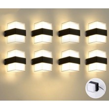 Rultech 8 Adet Duvar Lambası LED Işık 12W Su Geçirmez Duvar Aplik İç & Dış Mekan Aydınlatma Bahçe Teras Lamba Ledışık
